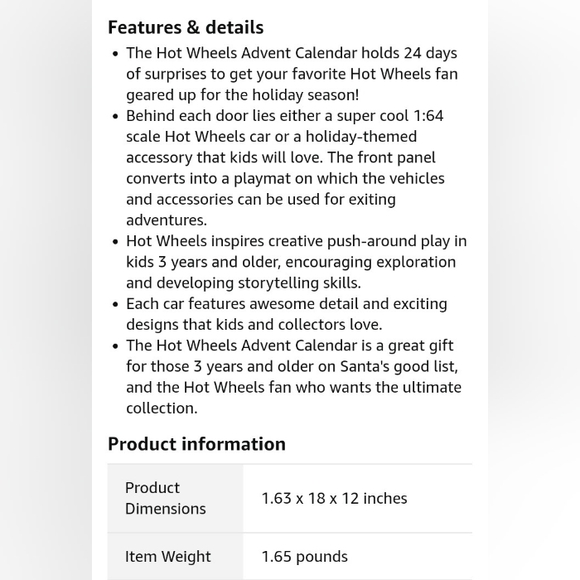 Hot Wheels 8 Toy Cars 16 Holiday Accessories Kids Christmas Advent Calendar NEW - Picture 10 of 12